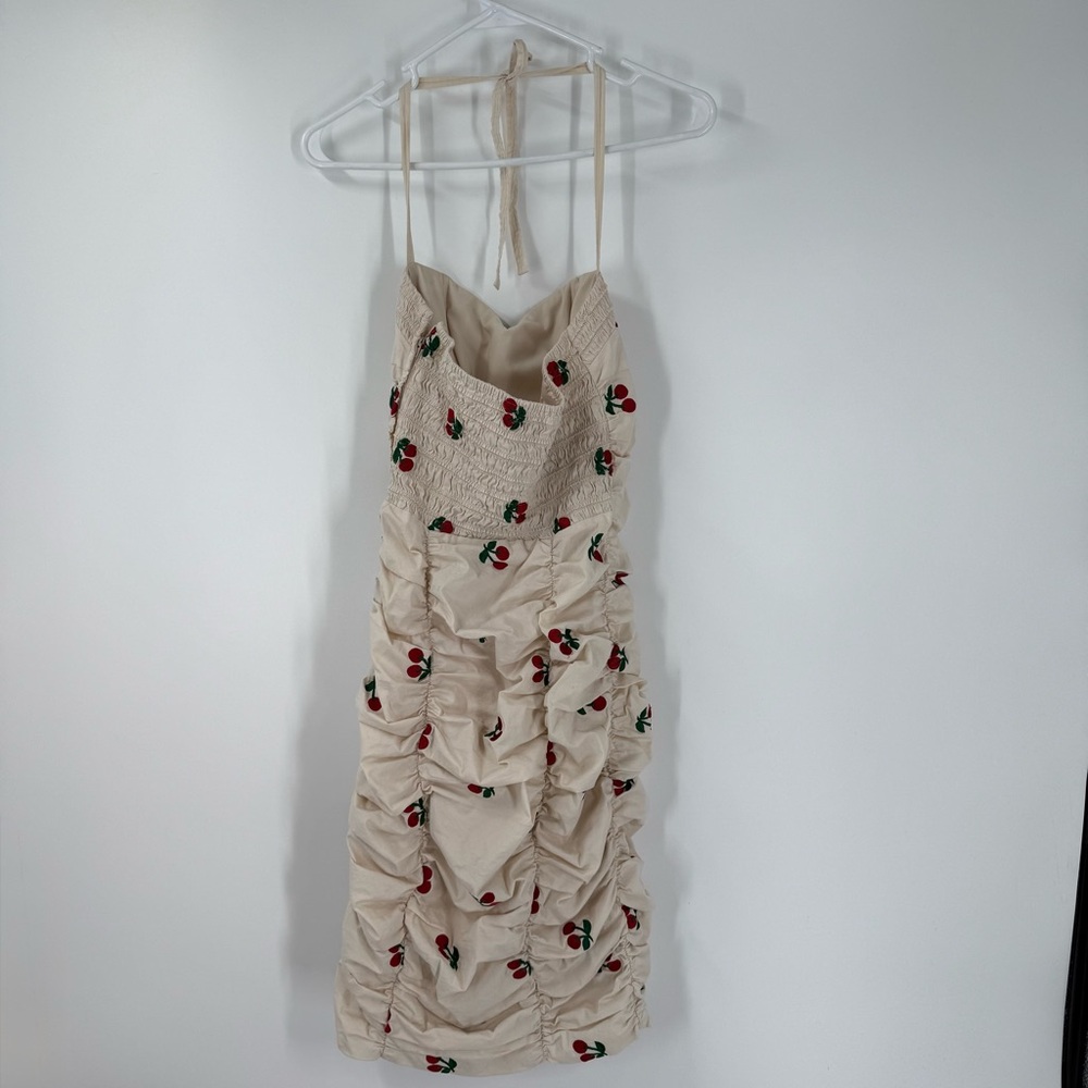 Betsey Johnson Vintage Cherry Print Dress Strapless Pinup Y2K Cherries Dress - Picture 4 of 7